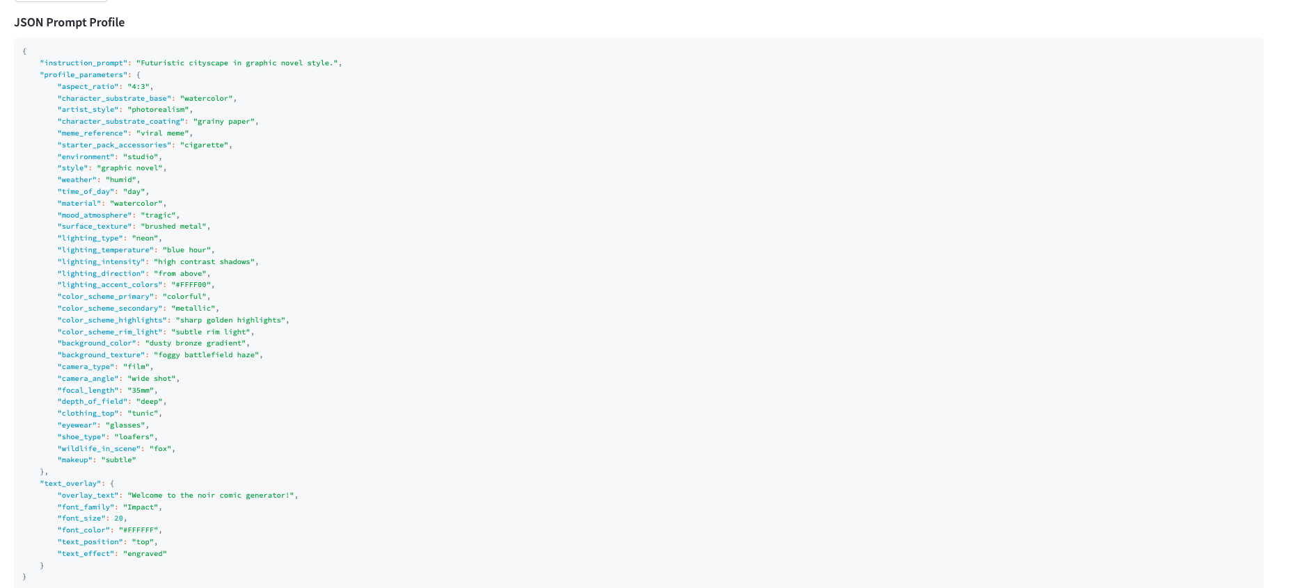 JSON Prompt Profile